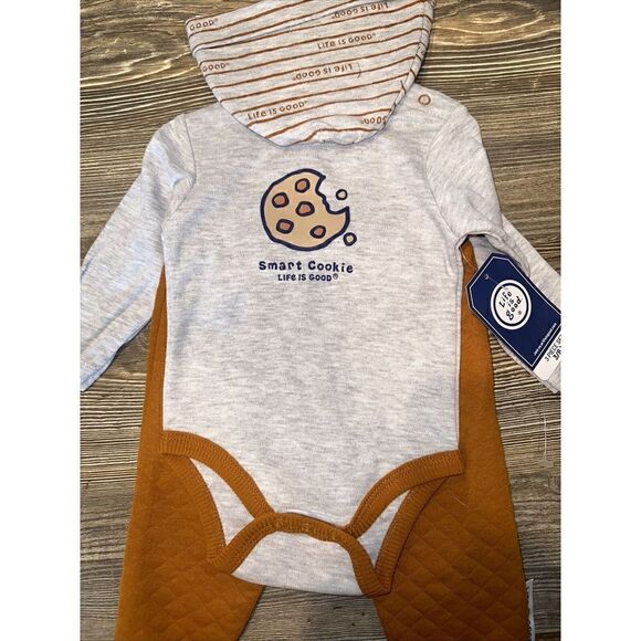 Life is Good “Smart Cookie” Baby Boy 3 Pc Outfit Bodysuit Set 3-6 Months. NWT. - Picture 6 of 6